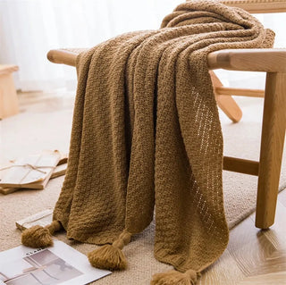 Knitted Tassle Blanket