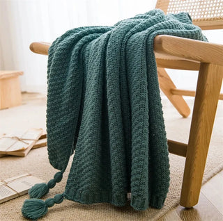 Knitted Tassle Blanket